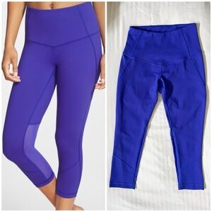 Zella - Live In High Waist Crop Yoga Leggings with Mesh | Purple Flash, XS